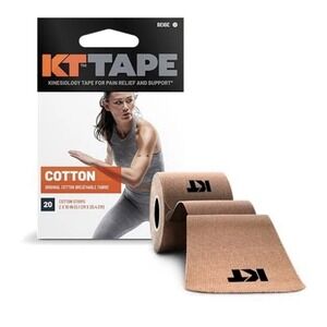 KT Tape Org BEIGE Cotton Elastic Kinesiology Athletic Tape, 20 Count, 10" Strips